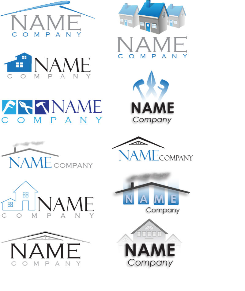 抽象矢量房屋建筑元素的标志设计