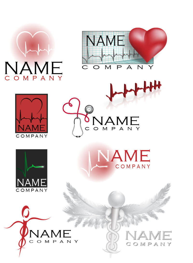 抽象矢量爱心元素的标志设计