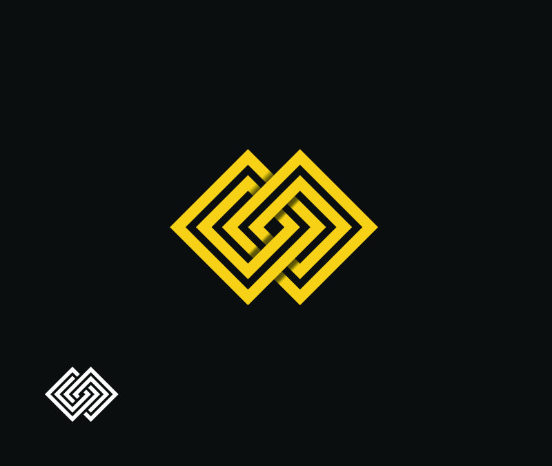 创意矢量几何迷宫方形标志设计