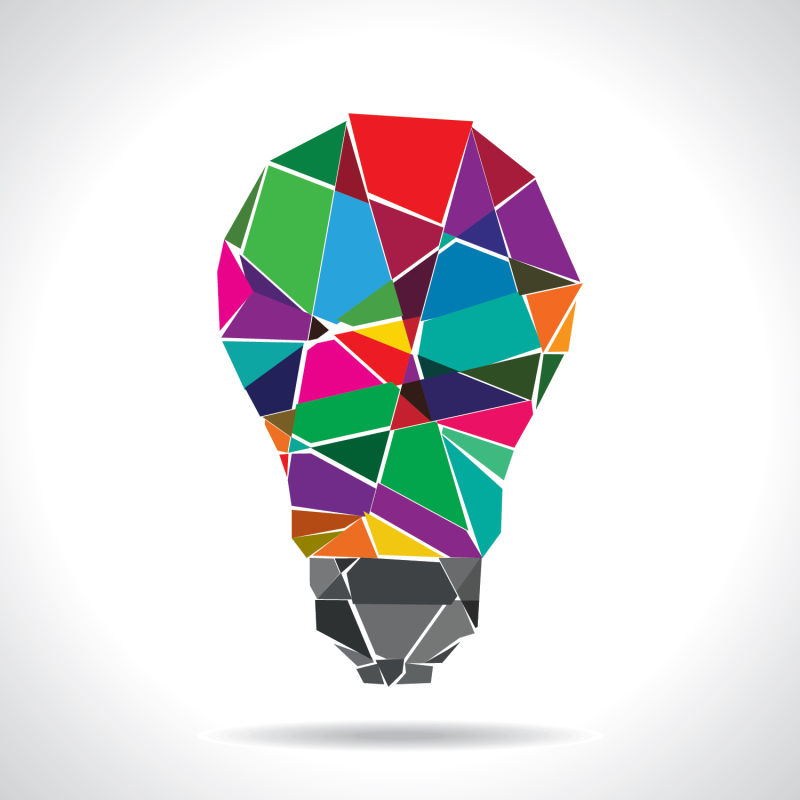 彩色灯泡设计矢量图