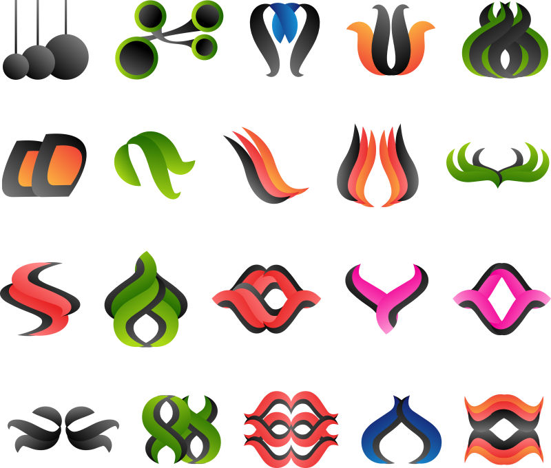 抽象矢量商业彩色平面图标设计