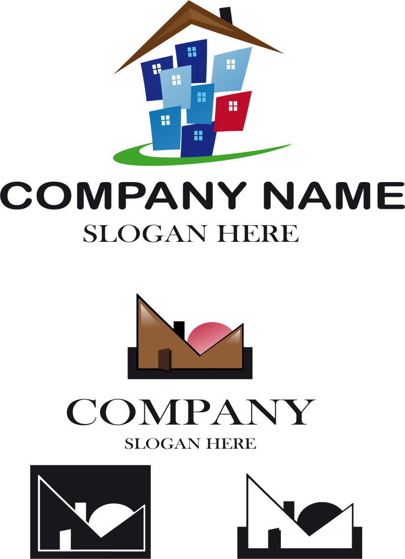 创意矢量抽象几何建筑标志设计