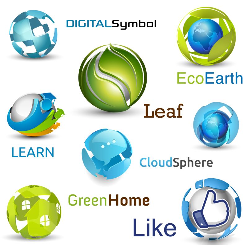 创意矢量抽象立体球形标志设计