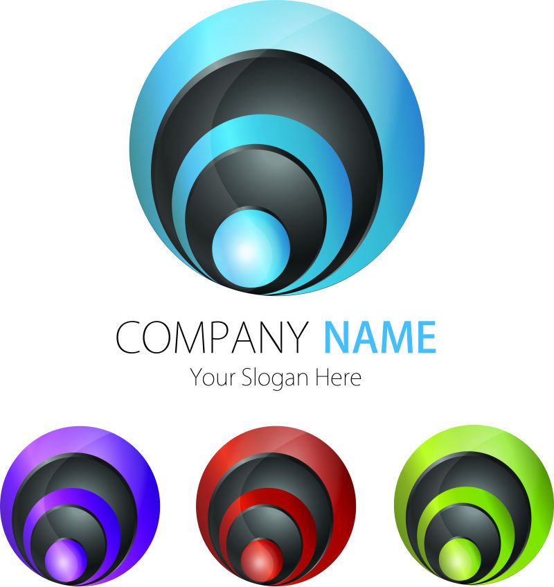 创意矢量抽象立体圆形标志设计