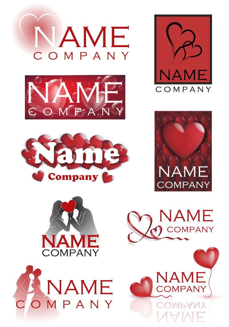 矢量红色情人节logo与图标
