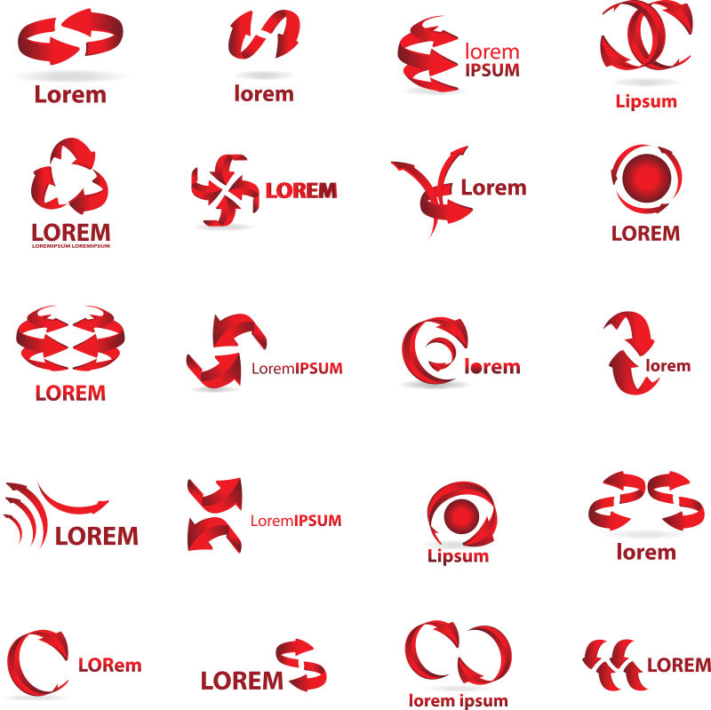 红色混合标志与图标矢量图