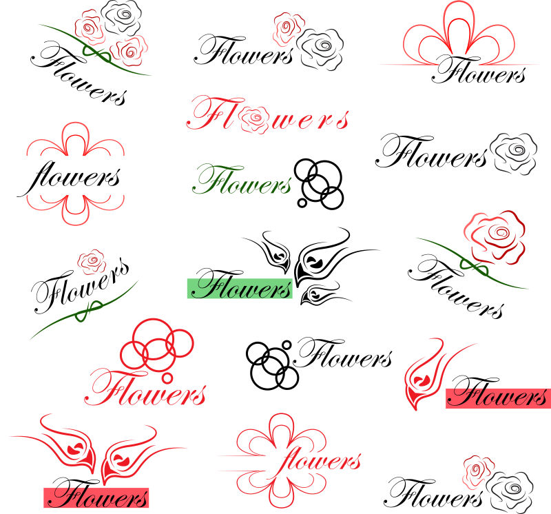 创意矢量彩色抽象花型标志设计