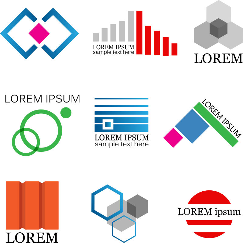 创意矢量复古彩色几何标志设计