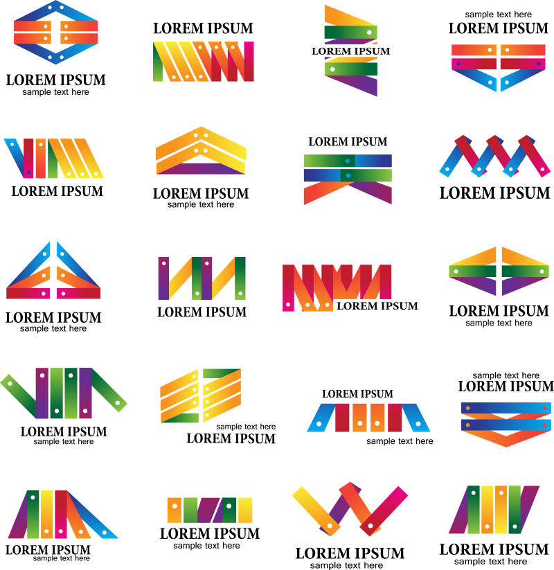 矢量彩色抽象图形标志设计