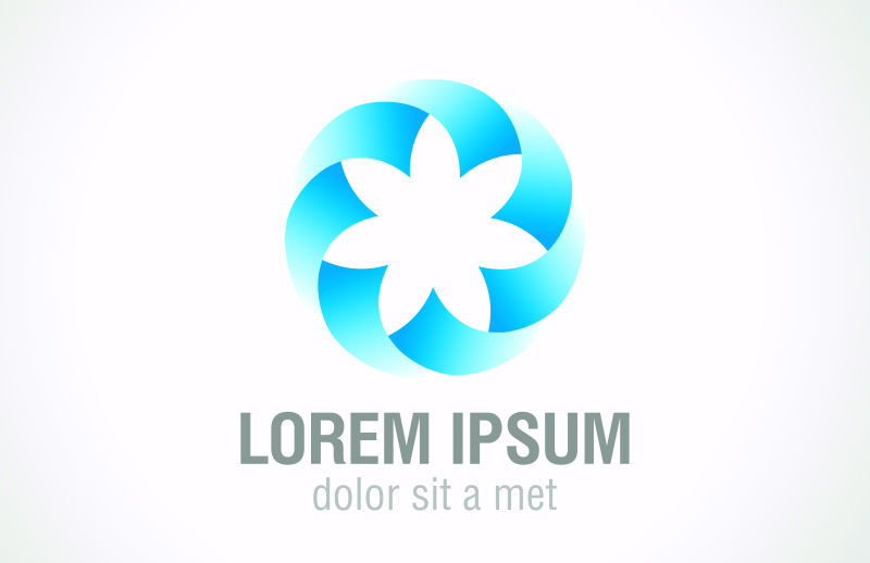 创意矢量蓝色花型标志设计