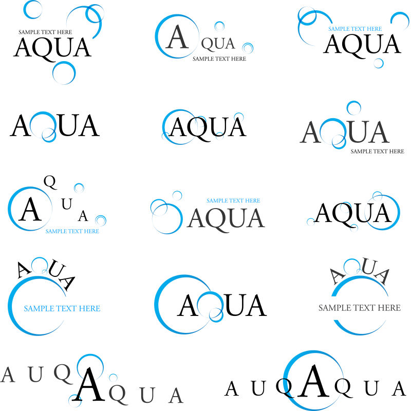 矢量水元素英文标志设计