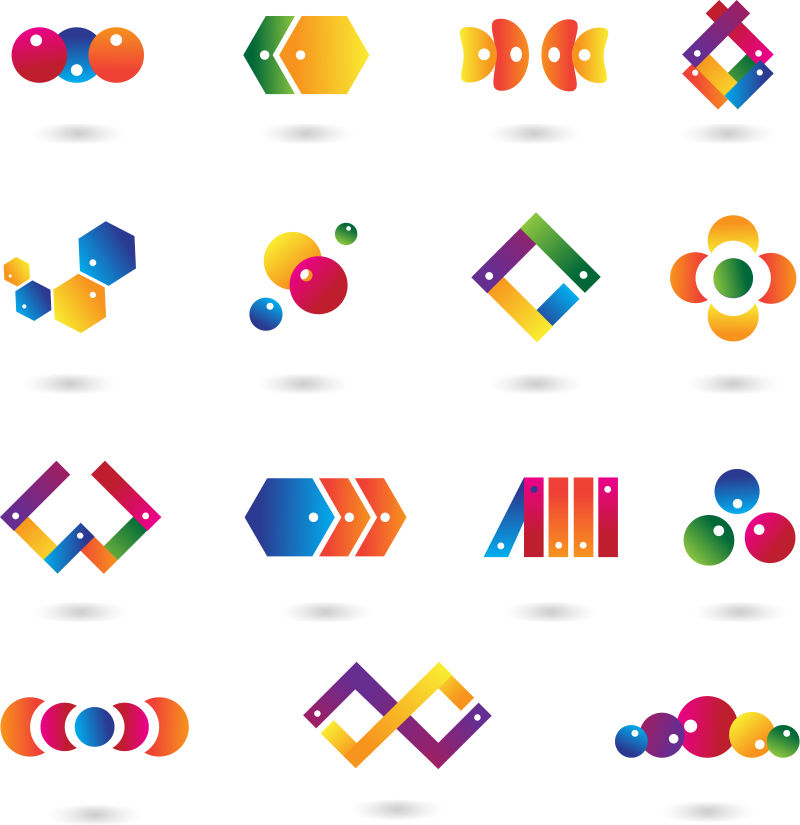 创意矢量现代彩色折叠标志设计