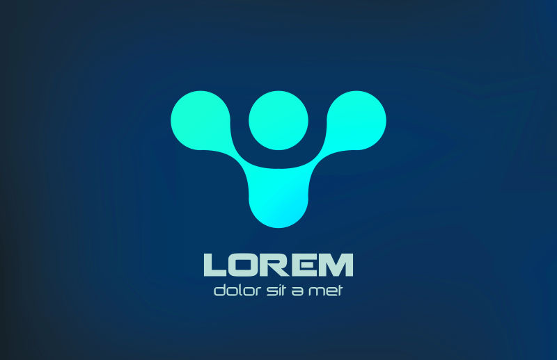 创意矢量蓝色分子结构标志设计