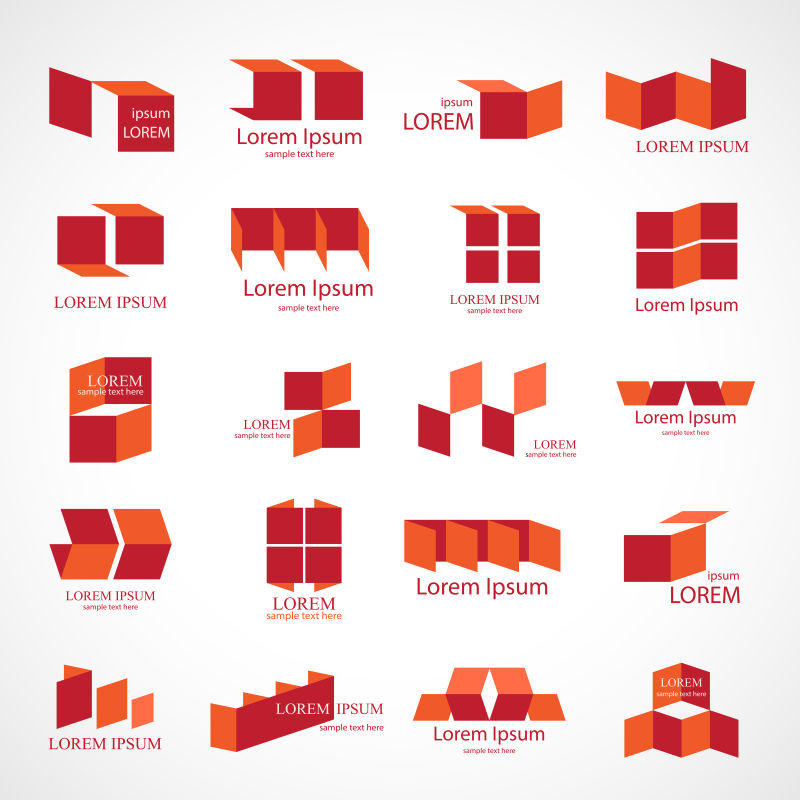 矢量红色几何图标设计