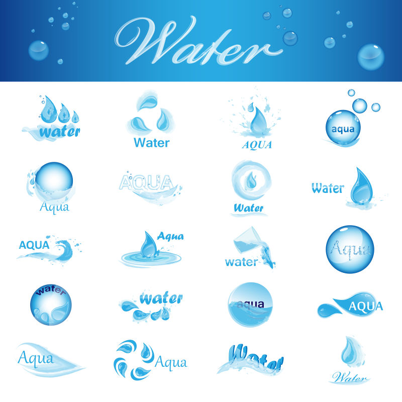 抽象矢量蓝色水元素图标设计