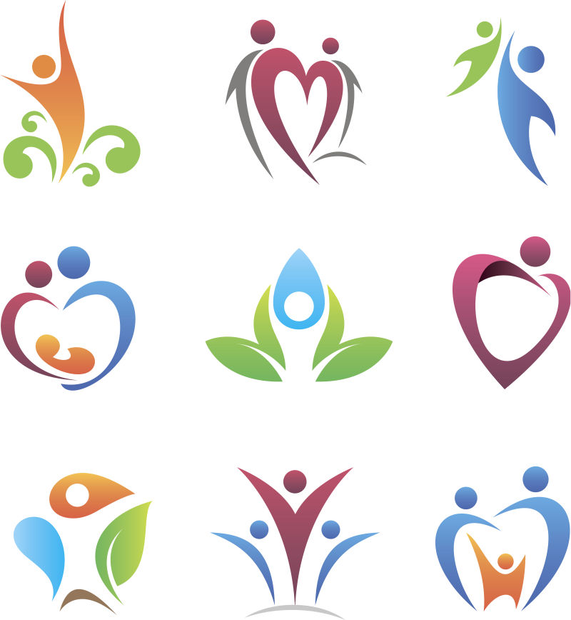 创意矢量彩人物元素的图标设计