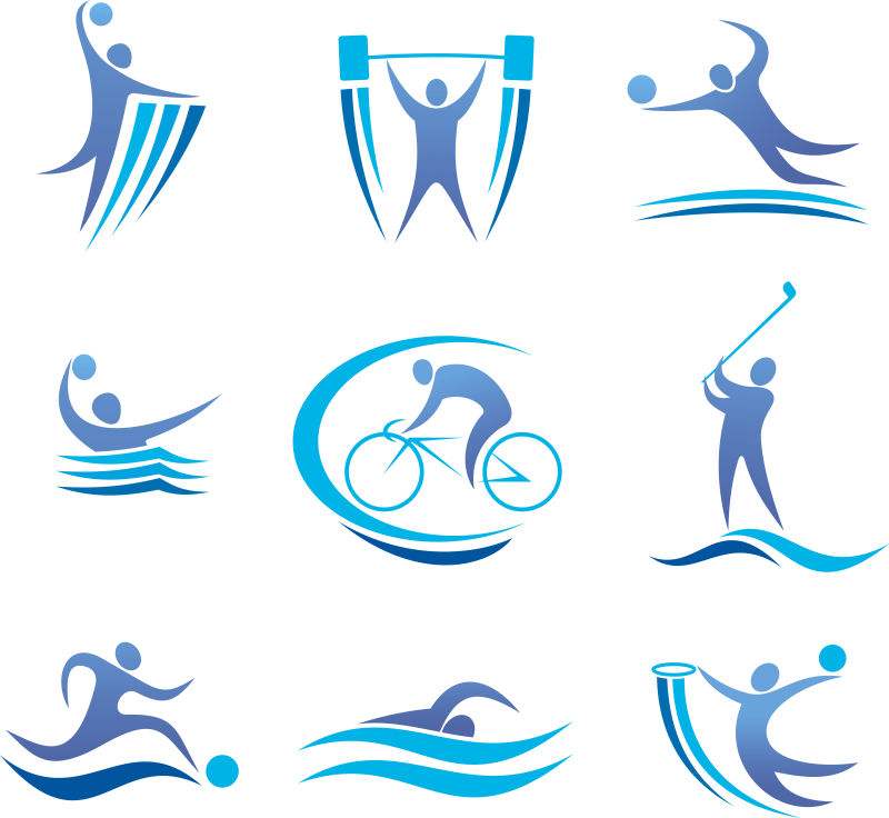 抽象矢量蓝色体育图标设计