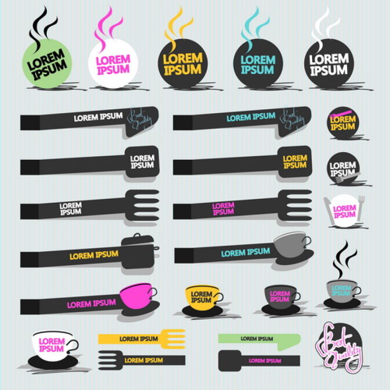 矢量的创意咖啡贴纸