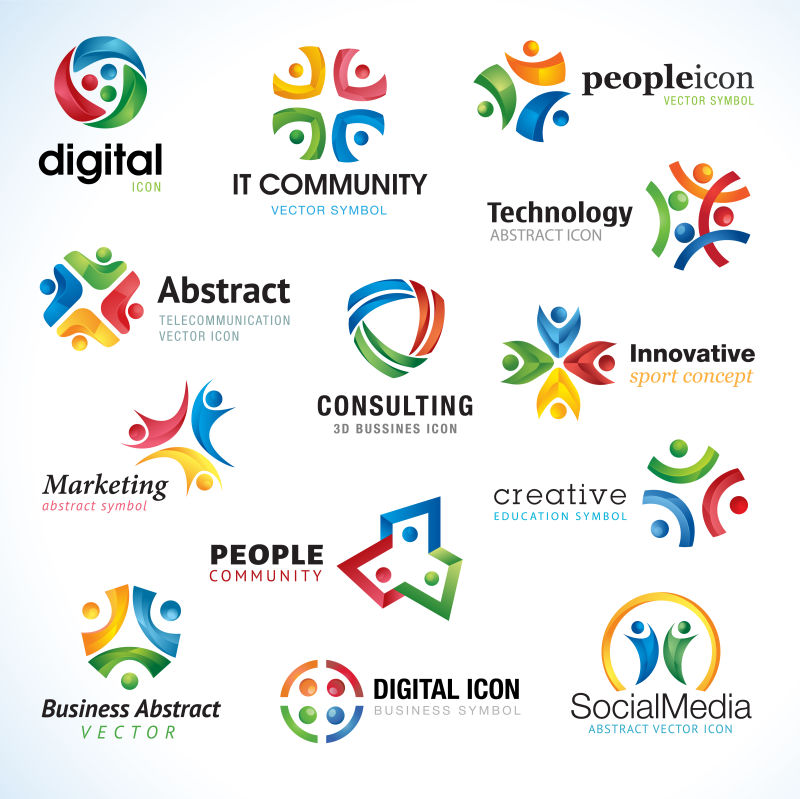 抽象矢量现代彩色商业标志设计合集