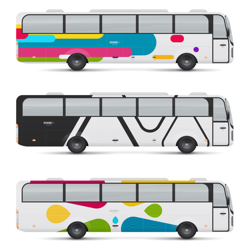 卡通大客车矢量插图