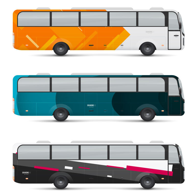 彩色客车插图矢量设计