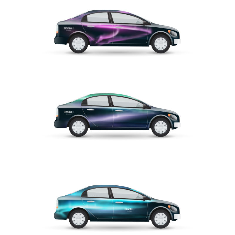 抽象矢量彩色汽车装饰设计