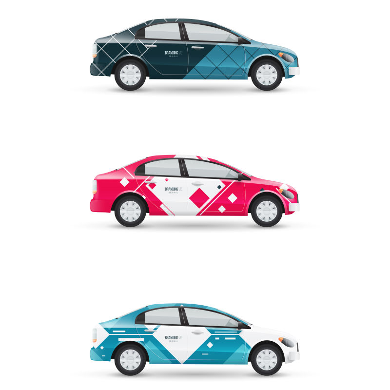 抽象矢量现代彩色汽车设计