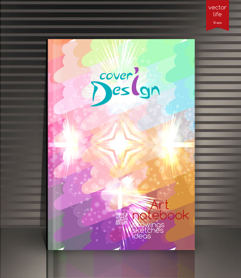 绚丽的水彩图案书籍封面矢量设计