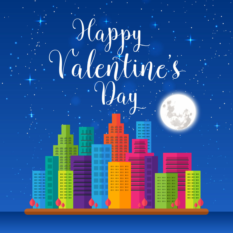 创意矢量现代情人节主题的浪漫贺卡设计