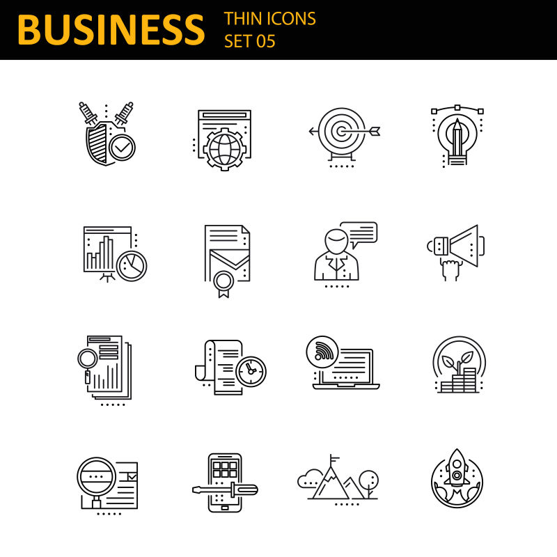 矢量现代商业线瘦图标