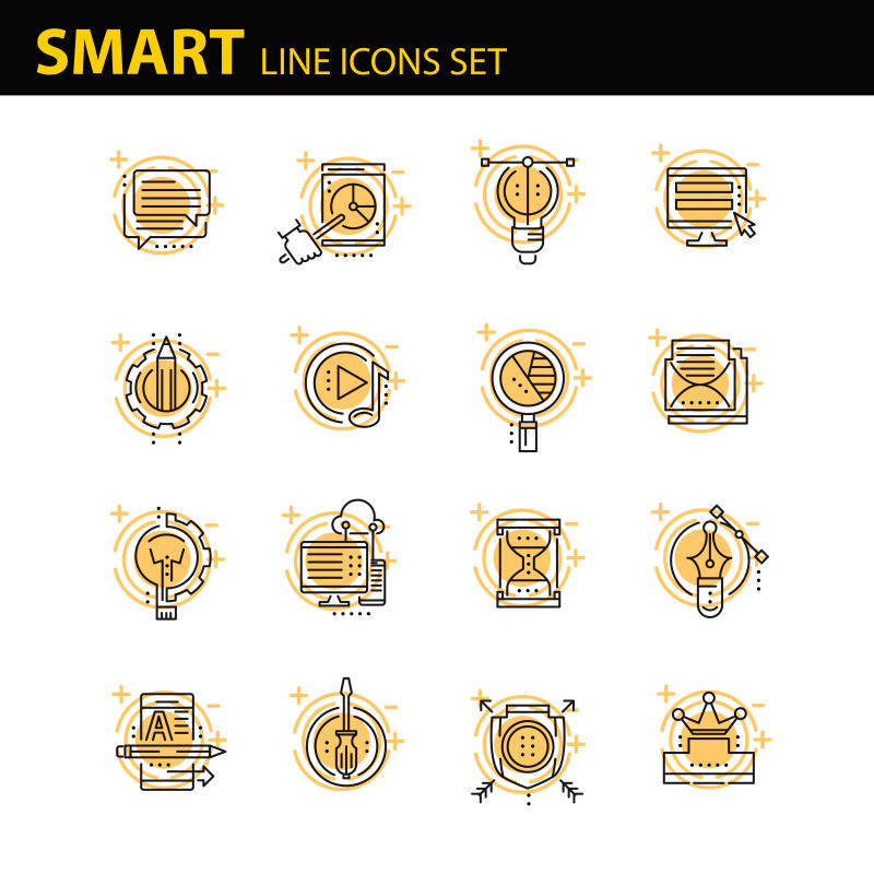 矢量黄色商业线图标