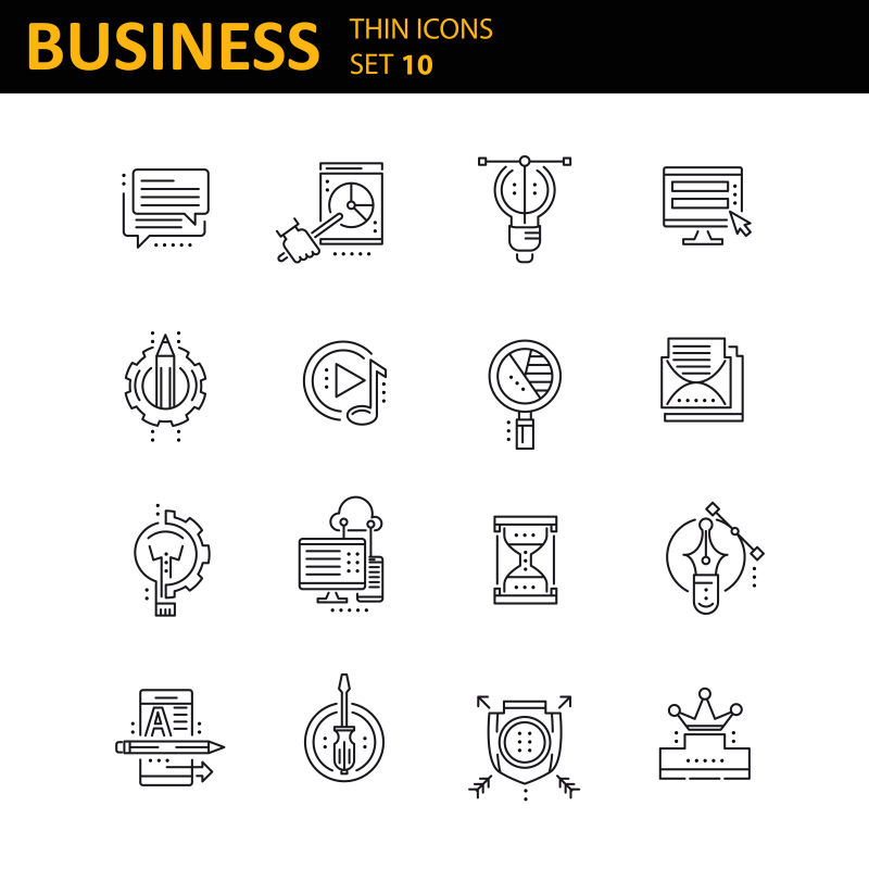 现代商业矢量线图标