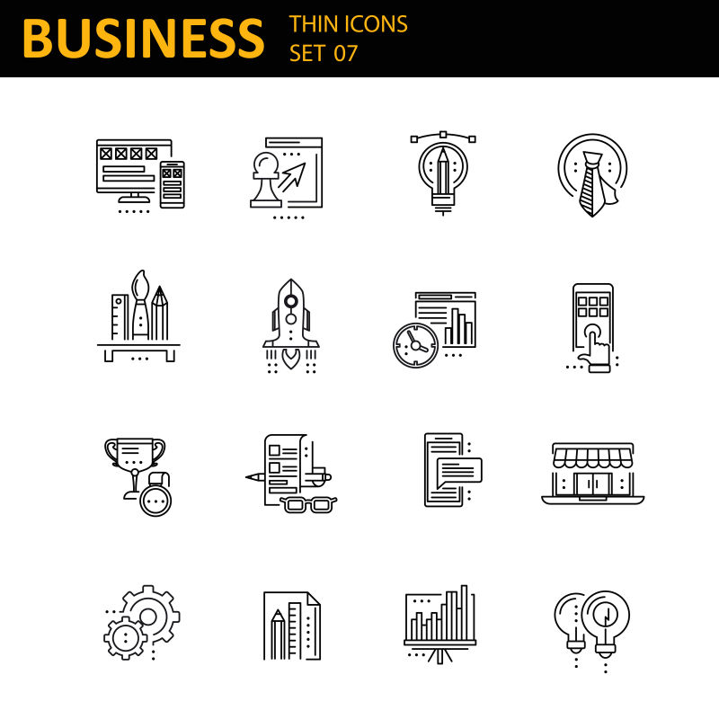 矢量现代商业线图标