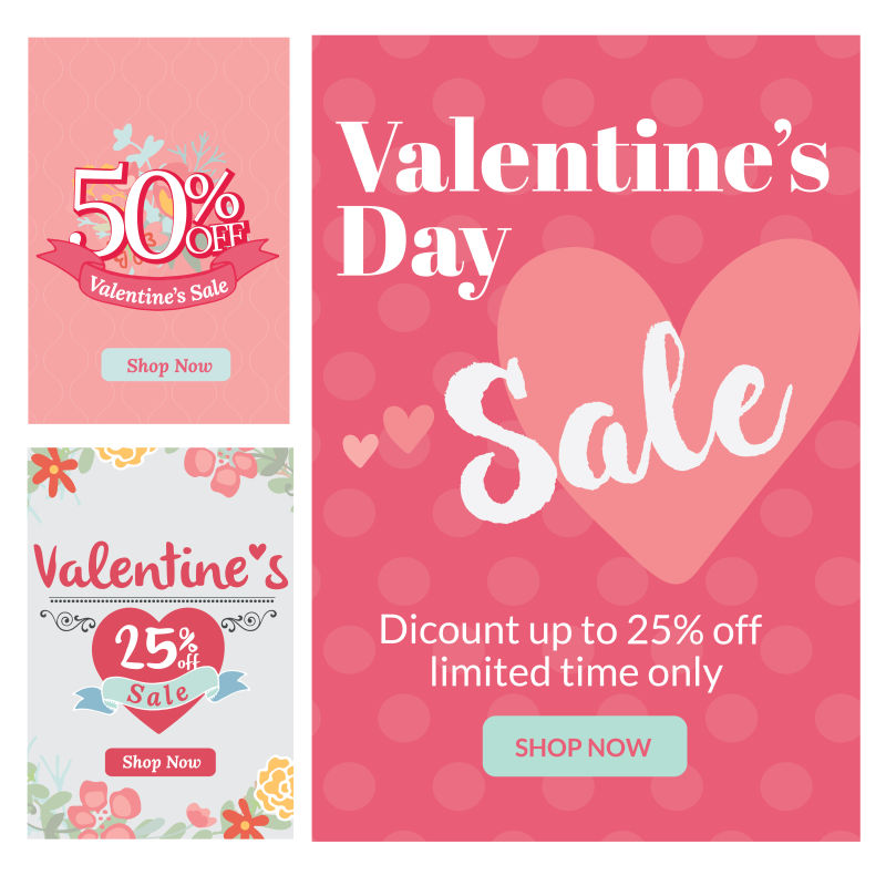 矢量粉色的情人节销售设计