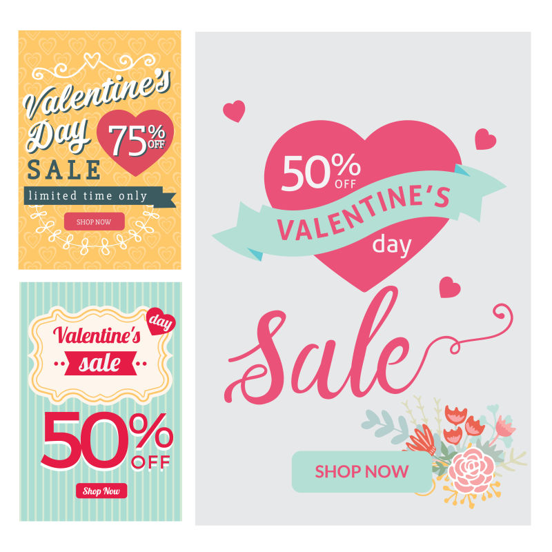 矢量情人节浪漫销售设计