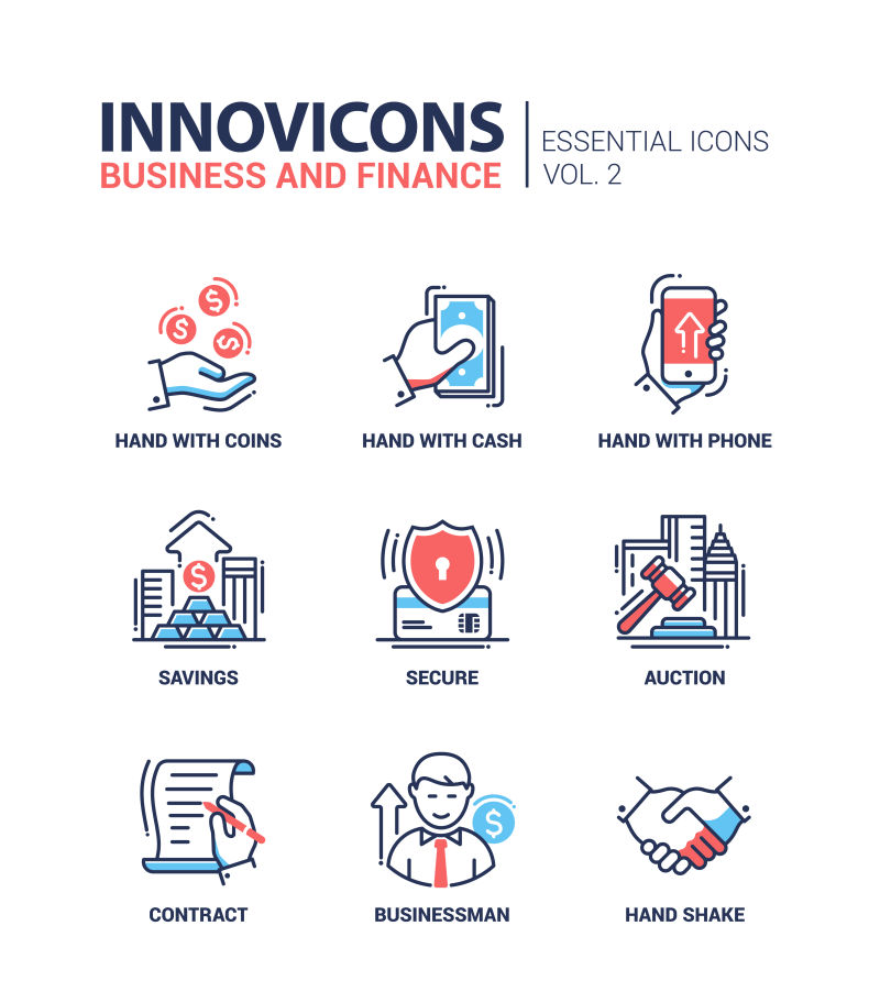 抽象矢量现代商业金融图标