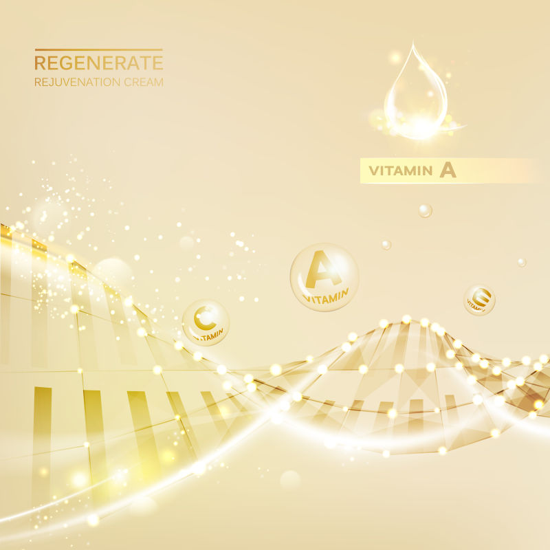 创意矢量金色分子结构元素的设计背景