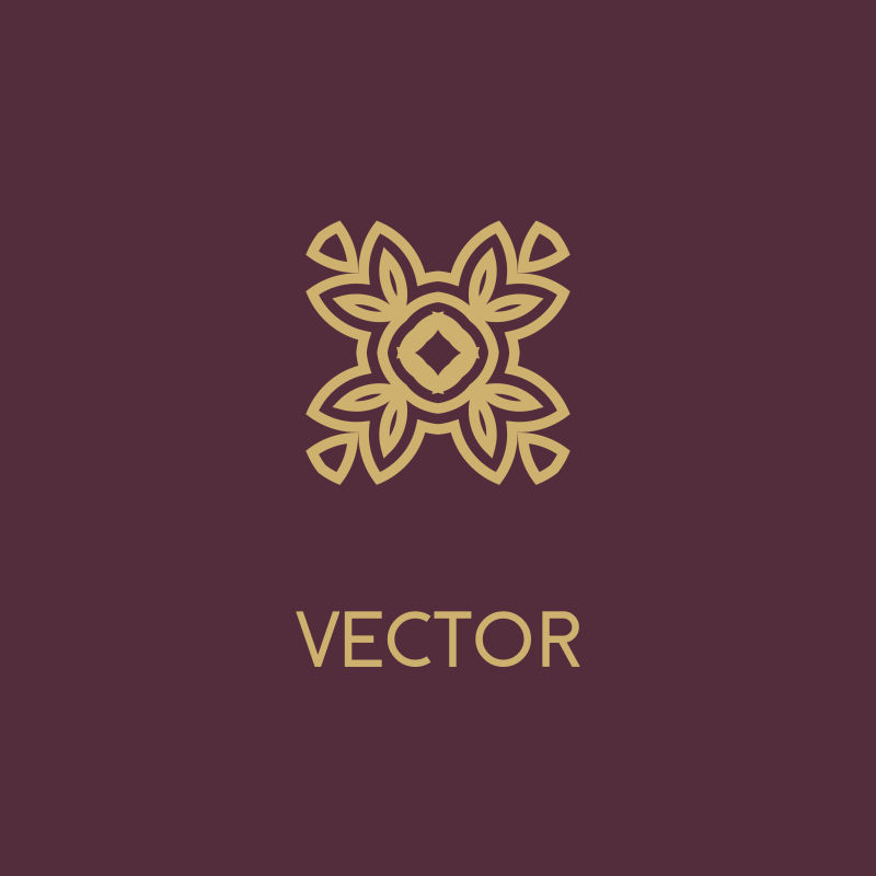 创意矢量豪华花型几何标志设计