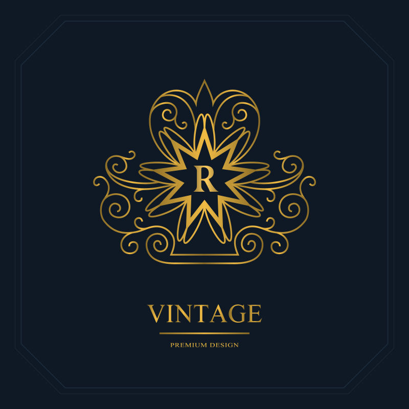 矢量金色花纹Rlogo