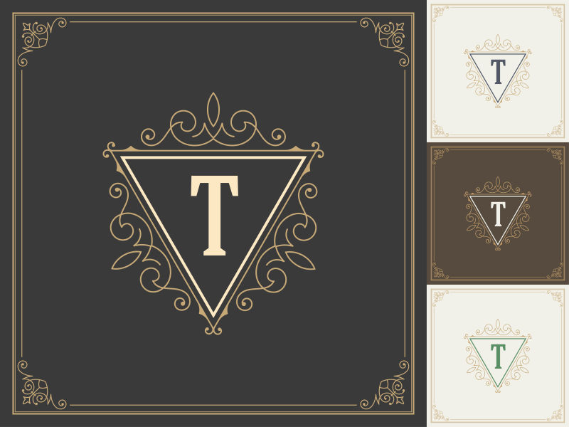 矢量花纹字母Tlogo