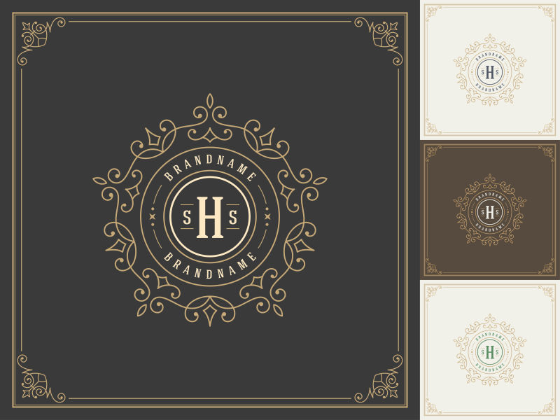 矢量皇家装饰字母Hlogo