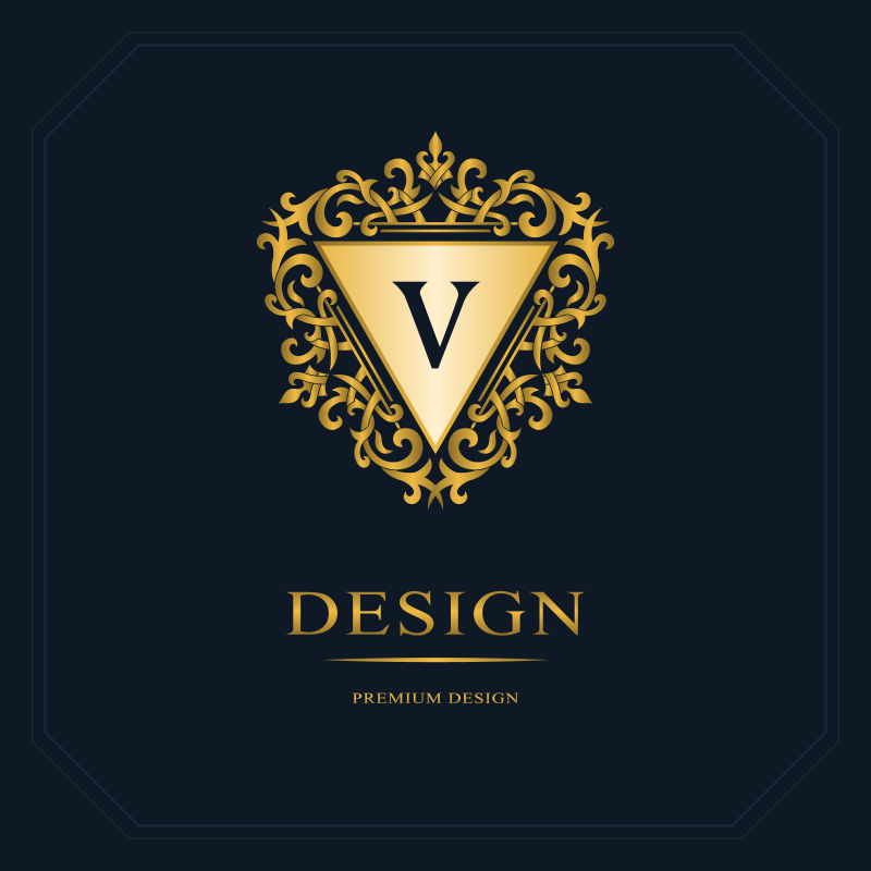 矢量各种用途的金色字母装饰标志