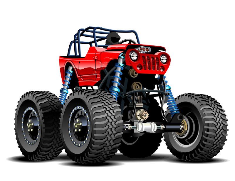 抽象矢量卡通高地卡车设计