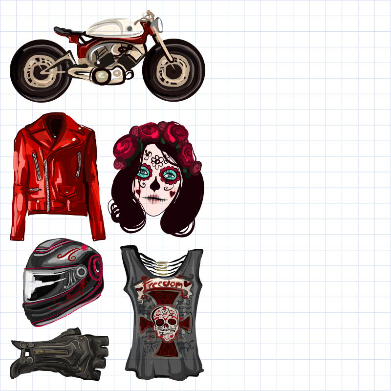 创意矢量时尚摩托车元素设计