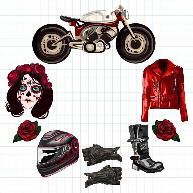 创意矢量摩托车主题的设计元素