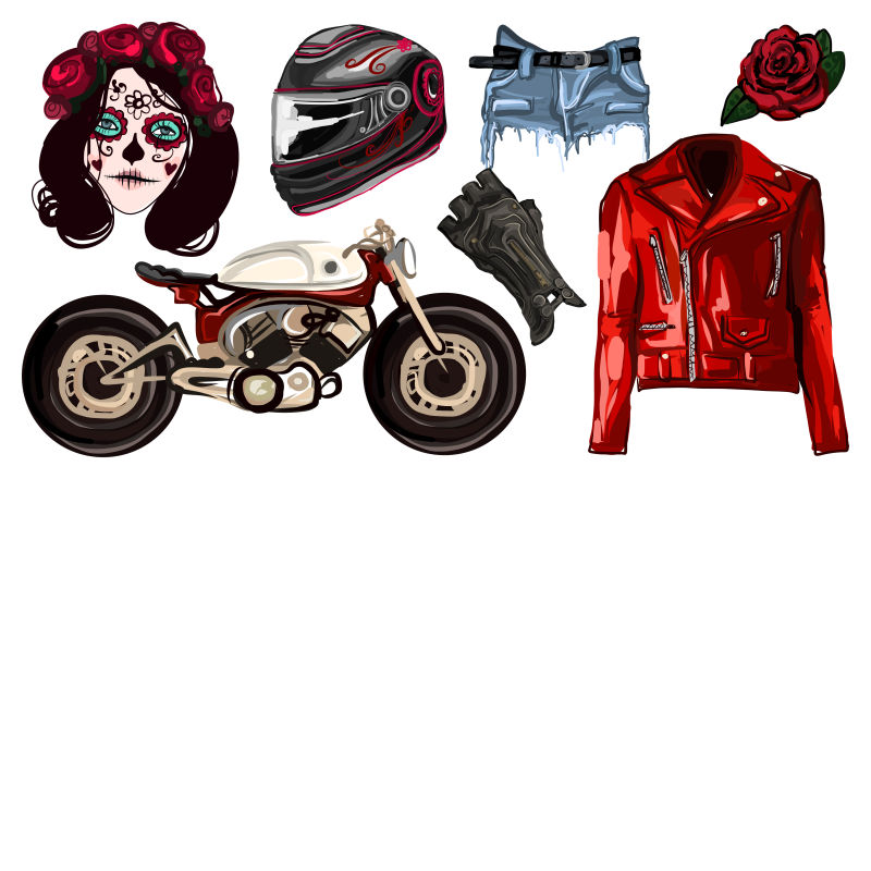 抽象矢量现代摩托车元素设计