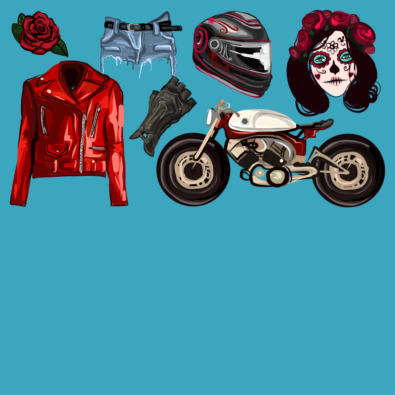 创意矢量时尚摩托车设计元素插图