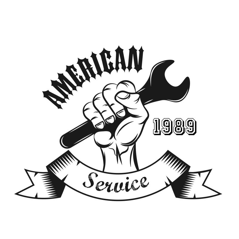 创意矢量现代摩托车徽章设计插图