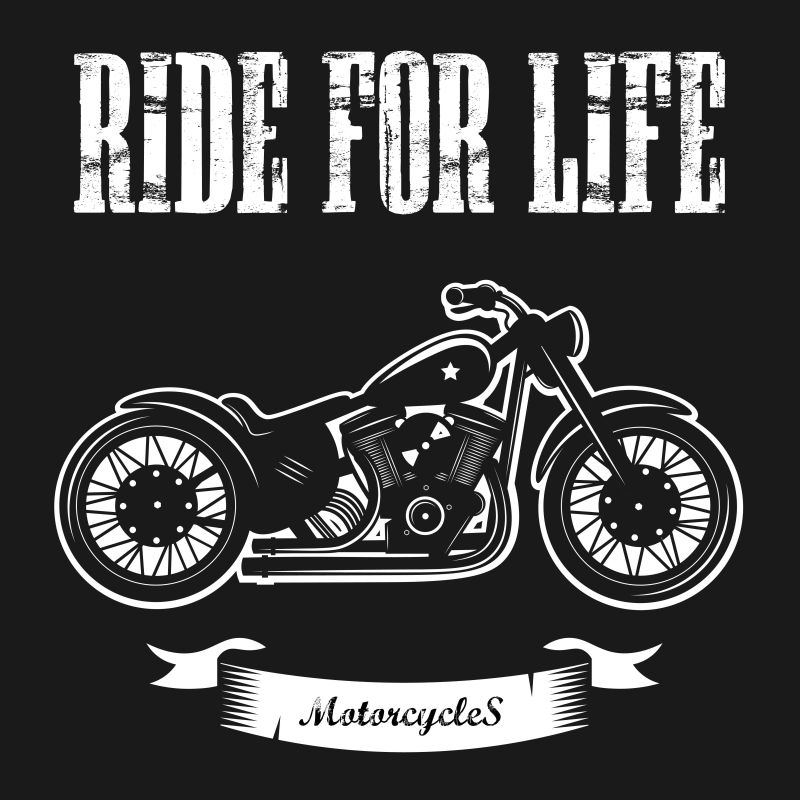 矢量创意现代摩托车徽章平面设计