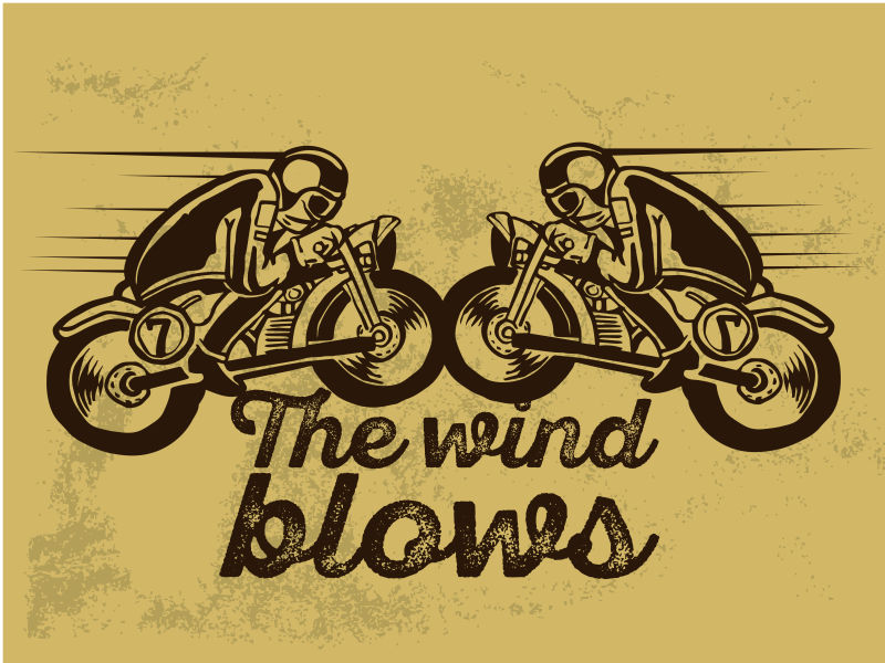 抽象矢量现代摩托车元素的平面徽章设计